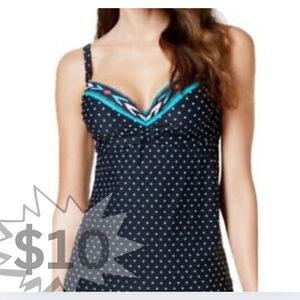 Coco Reef Tankini with Underwire Support 32/34D Black with White Polka Dot